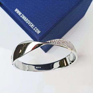 SWAROVSKI Freedom Bangle - New - White, Small, Rhodium Plated #5257558, Cuff